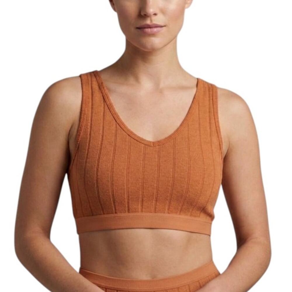 OFFLINE By Aerie Cozy Class Sports Bra Hazel Brown Ribbed Bralette Medium NWT